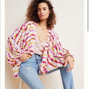 NWT Anthropologie Pink Yellow  Dip Dyed Cocoon Kimono